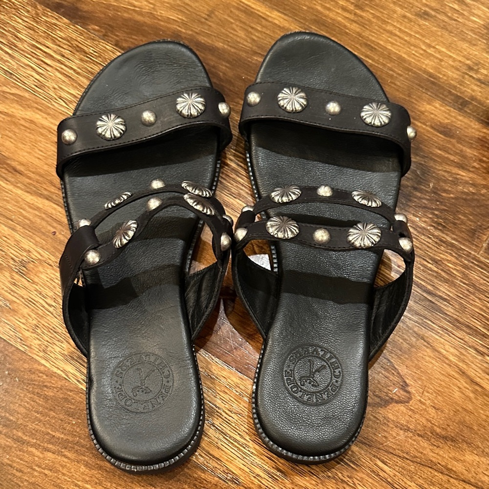Penelope Chilvers Black Sandals with Silver Accents